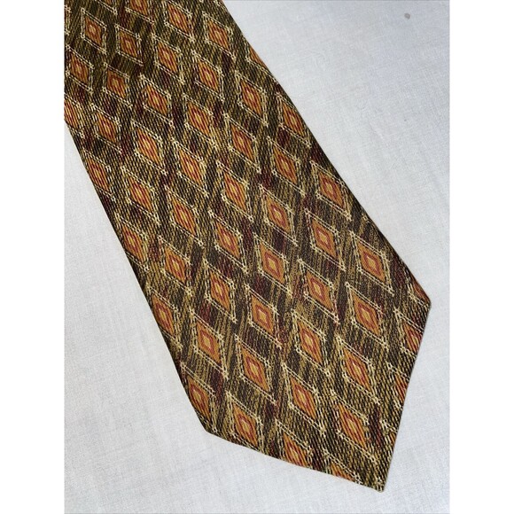 Rubinacci Italy Men’s Dress Tie Size 56” Gold Argyle Silk Business Formal Party - Picture 1 of 12